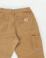 Carhartt B01 BRN Firm Duck Canvas Double Front Union Made In USA Loose Fit Carpenter Trousers - W30 L30
