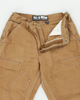 Carhartt B01 BRN Firm Duck Canvas Double Front Union Made In USA Loose Fit Carpenter Trousers - W30 L30