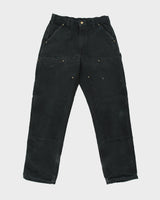 Vintage '06 Y2K Carhartt B01 BLK Firm Duck Canvas Double Front Dungaree Fit Carpenter Trousers - W32 L32