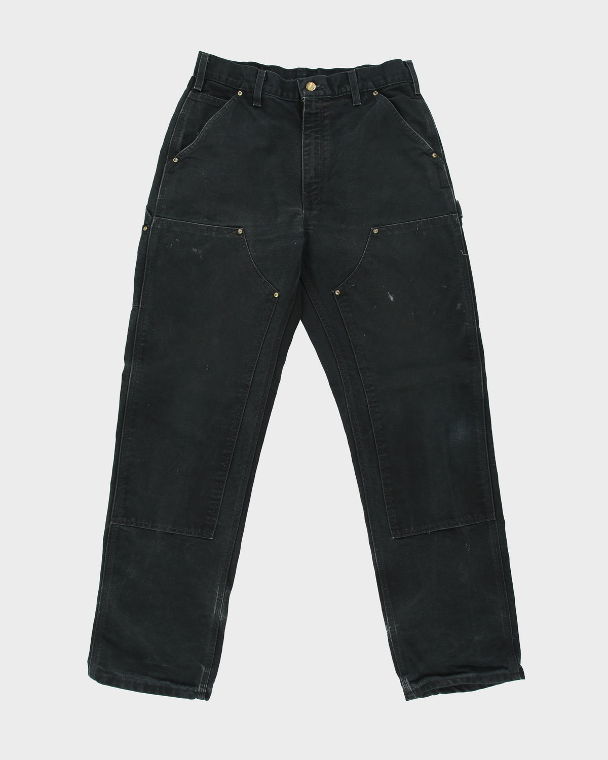 Vintage '06 Y2K Carhartt B01 BLK Firm Duck Canvas Double Front Dungaree Fit Carpenter Trousers - W32 L32