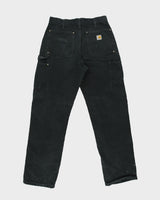 Vintage '06 Y2K Carhartt B01 BLK Firm Duck Canvas Double Front Dungaree Fit Carpenter Trousers - W32 L32