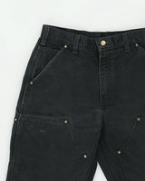 Vintage '06 Y2K Carhartt B01 BLK Firm Duck Canvas Double Front Dungaree Fit Carpenter Trousers - W32 L32