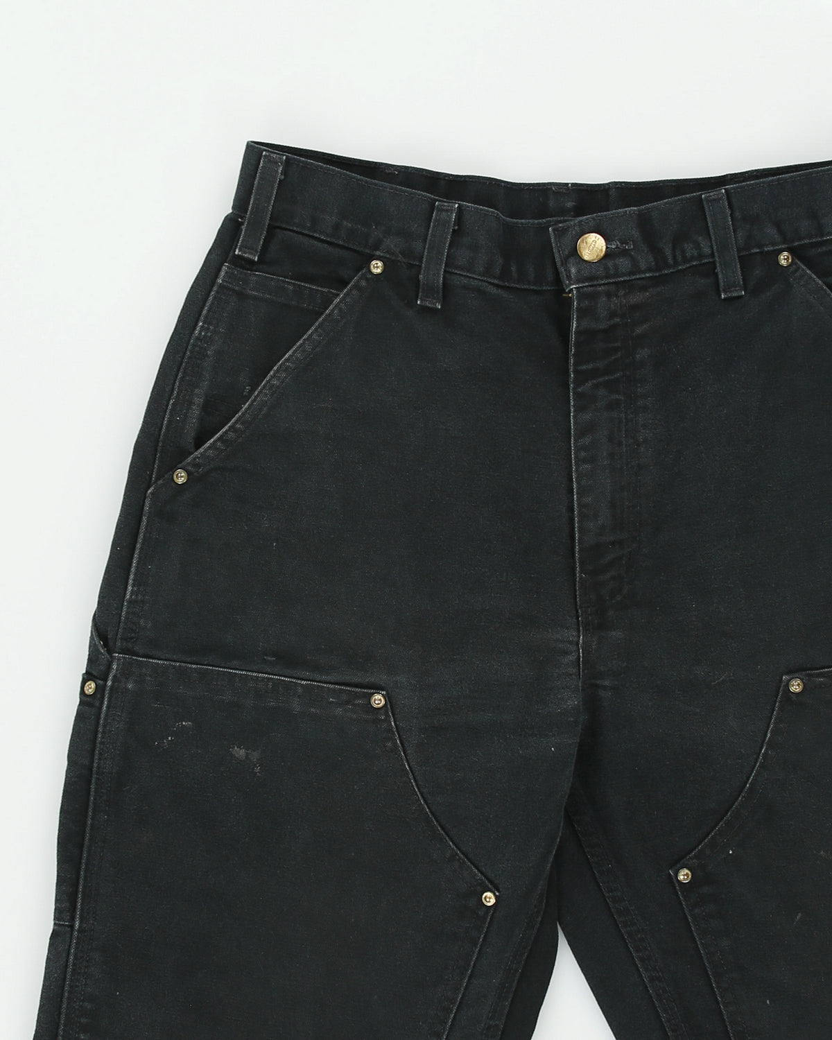 Vintage '06 Y2K Carhartt B01 BLK Firm Duck Canvas Double Front Dungaree Fit Carpenter Trousers - W32 L32
