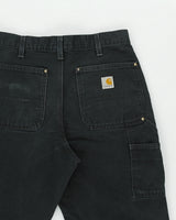 Vintage '06 Y2K Carhartt B01 BLK Firm Duck Canvas Double Front Dungaree Fit Carpenter Trousers - W32 L32