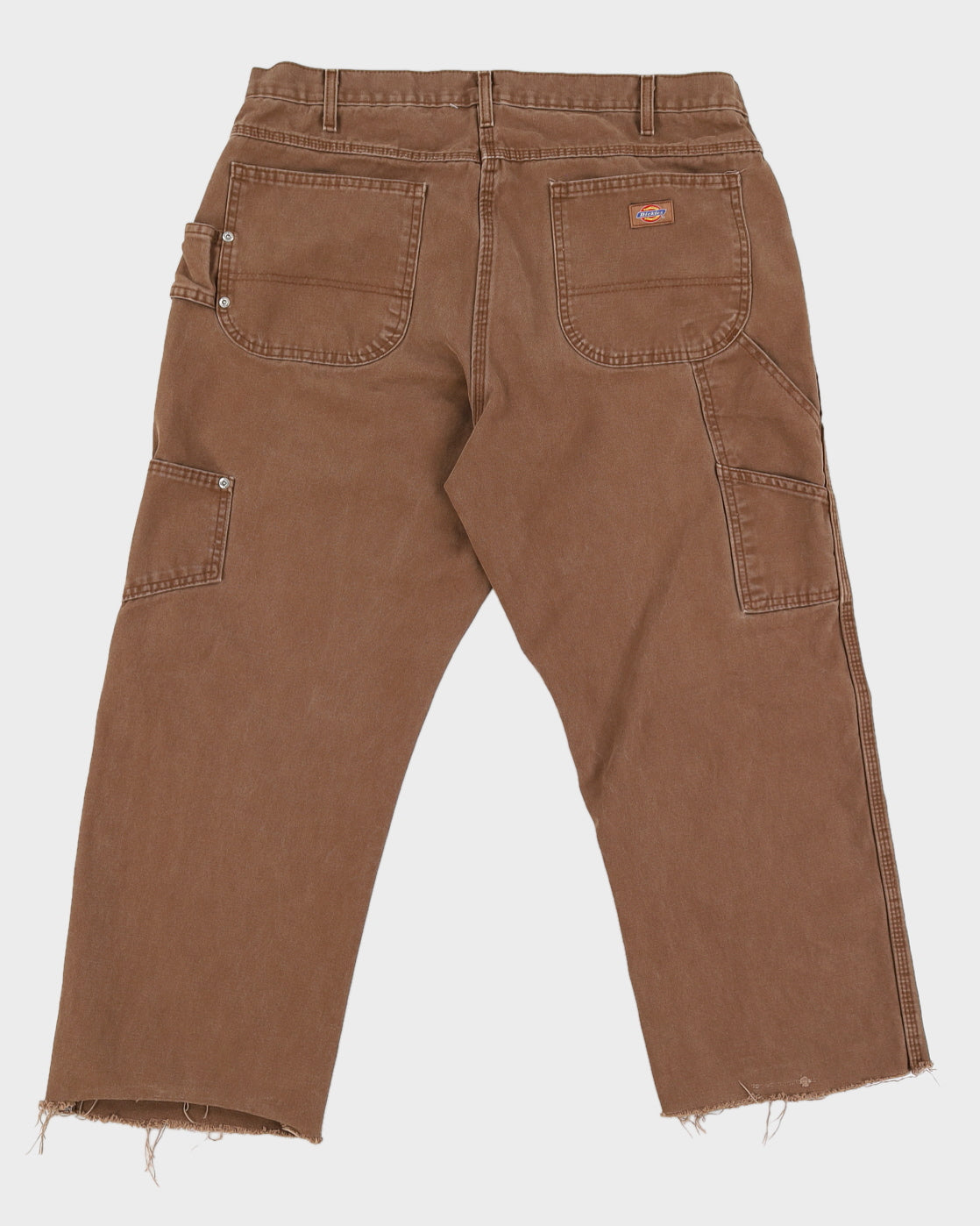 Vintage 90s Dickies Brown Carpenter Trousers With Raw Hem - W38