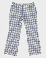 Vintage 70s Don Parker Checked White / Blue  Trousers - W38 L32