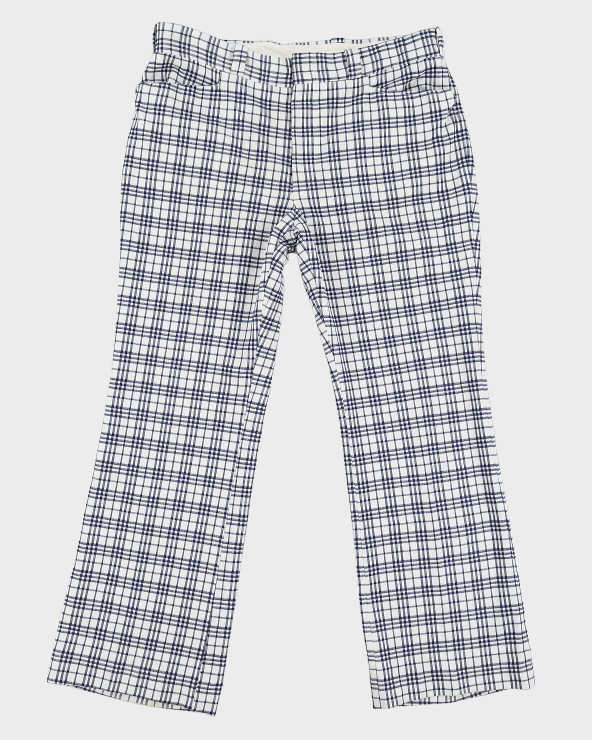 Vintage 70s Don Parker Checked White / Blue  Trousers - W38 L32