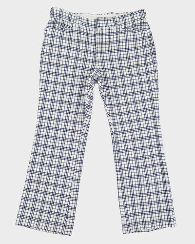 Vintage 70s Don Parker Checked White / Blue  Trousers - W38 L32