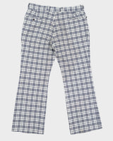 Vintage 70s Don Parker Checked White / Blue  Trousers - W38 L32