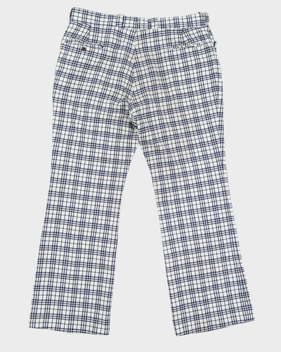 Vintage 70s Don Parker Checked White / Blue  Trousers - W38 L32
