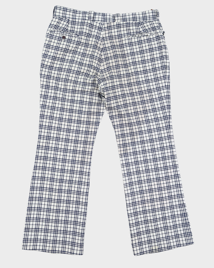 Vintage 70s Don Parker Checked White / Blue  Trousers - W38 L32