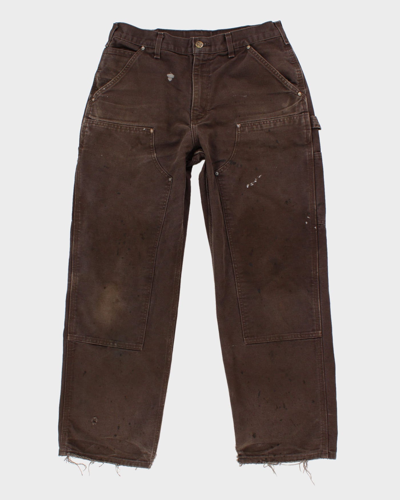 Thrashed 90s Carhartt Faded Black Double Knee Workwear Jeans - W32 L30