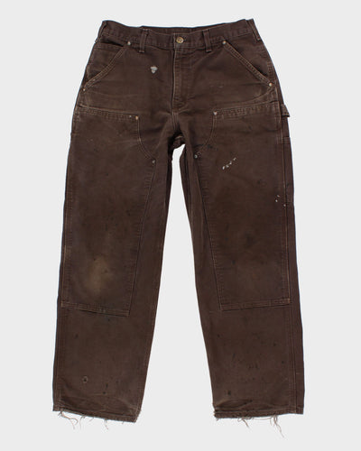 Thrashed 90s Carhartt Faded Black Double Knee Workwear Jeans - W32 L30
