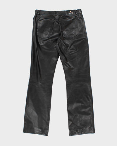 Men's Black Versace Jeans Leather Trousers - 32