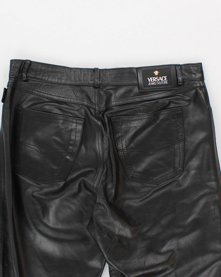 Jeans Pantaloni Pelle Nera Uomo Pantaloni In Pelle Nera Versace