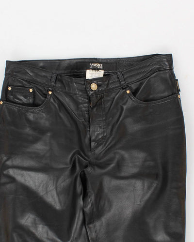 Men's Black Versace Jeans Leather Trousers - 32