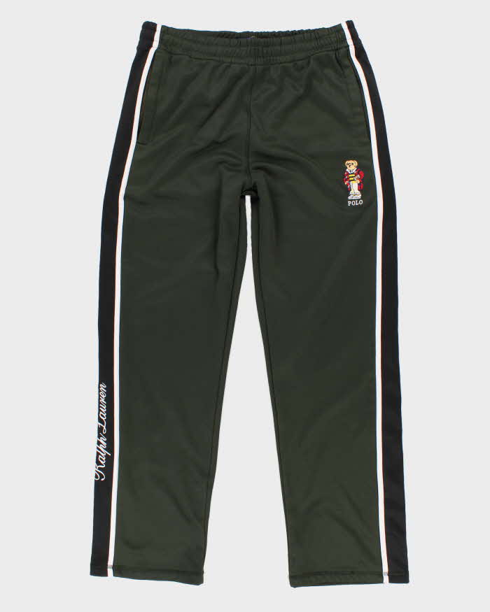 Mens Olive Green Polo Tracksuit Trousers - L