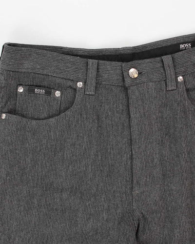 Mens Grey Boss Corduroy Trousers - W32 L30