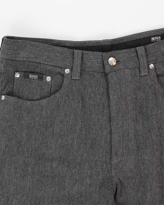 Mens Grey Boss Corduroy Trousers - W32 L30