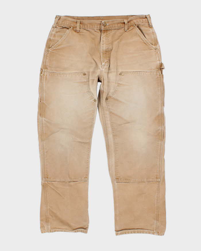 Vintage Carhartt Double Knee Faded Beige Workwear Trousers - W36 L30