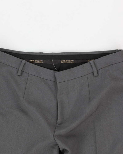 Men's Grey Burberry Smart Pleated Trousers - W34L31