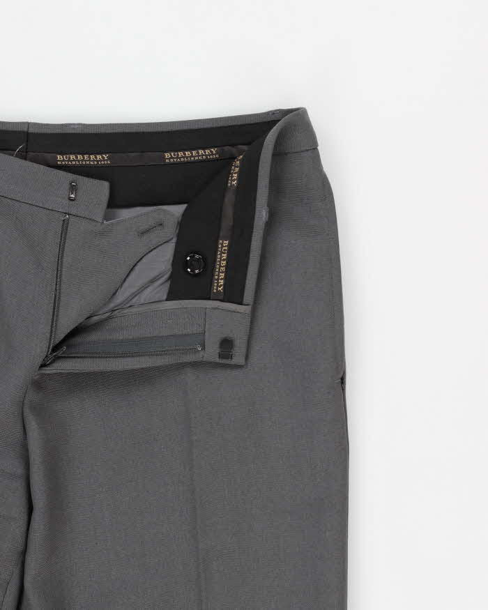 Men's Grey Burberry Smart Pleated Trousers - W34L31