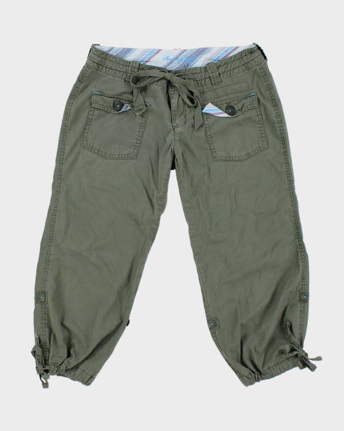 Y2k 00s Khaki Capri Trousers - W32