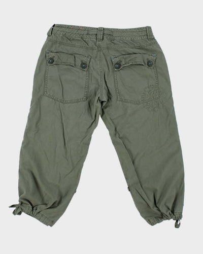 Y2k 00s Khaki Capri Trousers - W32