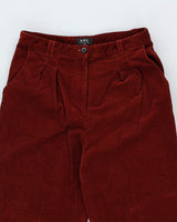 APC Pleated Wide Leg Corduroy Trousers - W28 L27