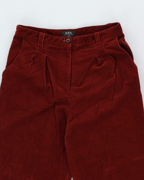 APC Pleated Wide Leg Corduroy Trousers - W28 L27