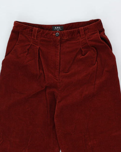 APC Pleated Wide Leg Corduroy Trousers - W28 L27