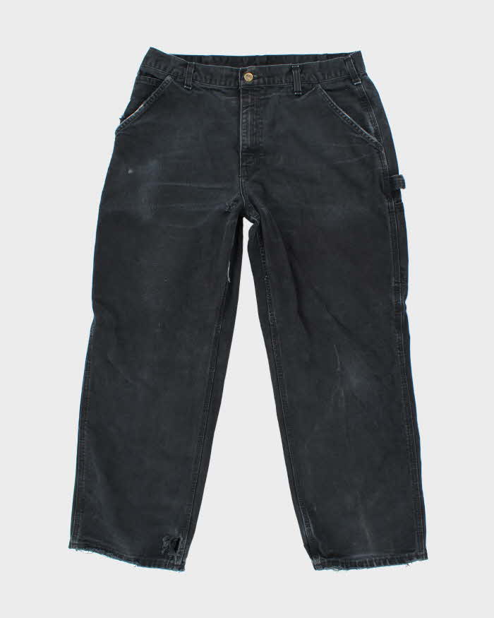 Vintage Carhartt Faded Black Single Knee Carpenter Trousers - W32 L28