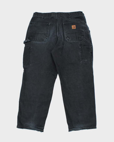 Vintage Carhartt Faded Black Single Knee Carpenter Trousers - W32 L28