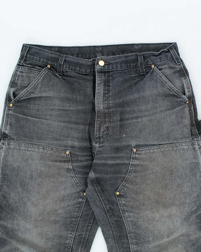 Vintage Carhartt Faded Black Double Knee Carpenter Trousers - W32 L25
