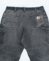 Vintage Carhartt Faded Black Double Knee Carpenter Trousers - W32 L25