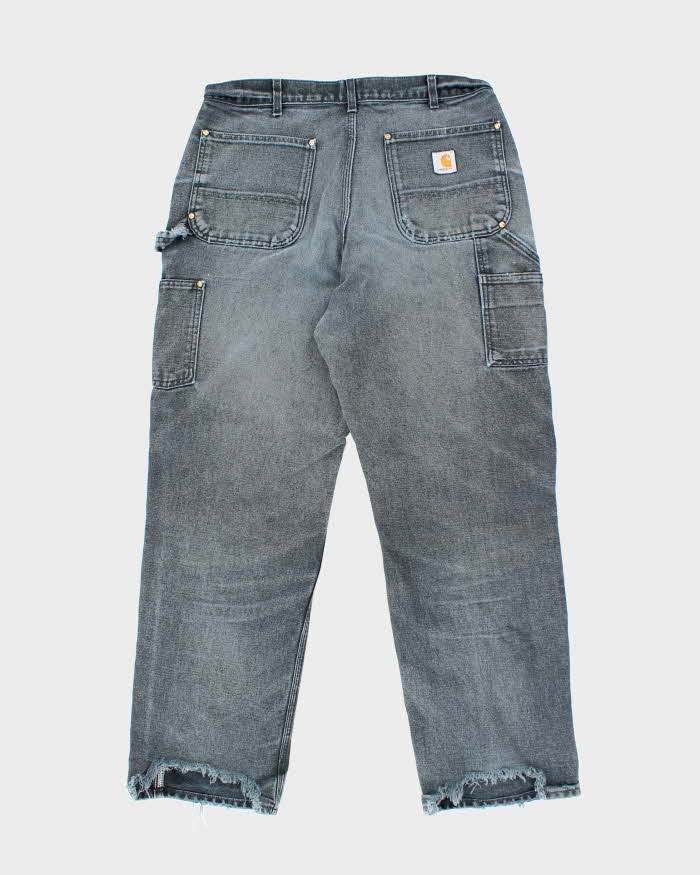 Vintage Carhartt Faded Black Double Knee Carpenter Trousers - W34 L32