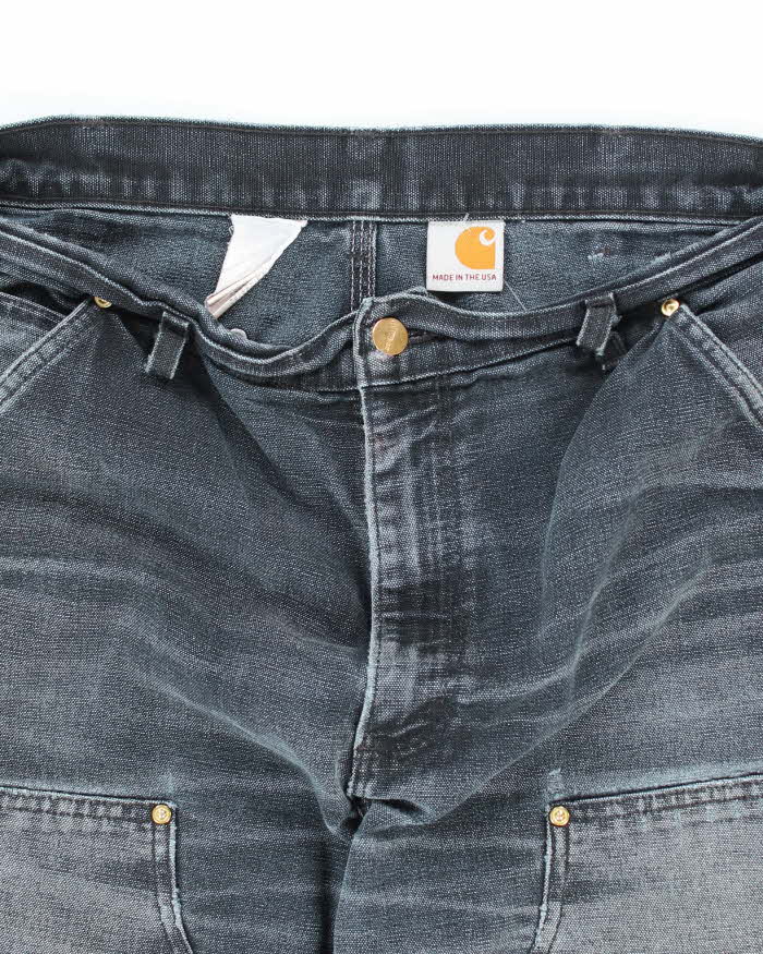 Vintage Carhartt Faded Black Double Knee Carpenter Trousers - W34 L32