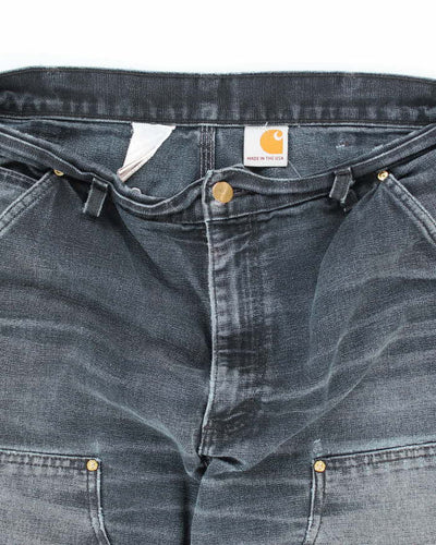 Vintage Carhartt Faded Black Double Knee Carpenter Trousers - W34 L32