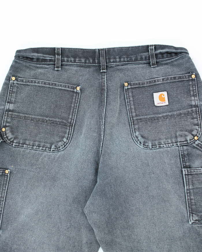 Vintage Carhartt Faded Black Double Knee Carpenter Trousers - W34 L32