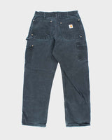 Vintage Carhartt Faded Black Double Knee Carpenter Trousers - W28 L28