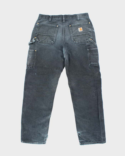 Vintage Carhartt Faded Black Double Knee Carpenter Trousers - W31 L28