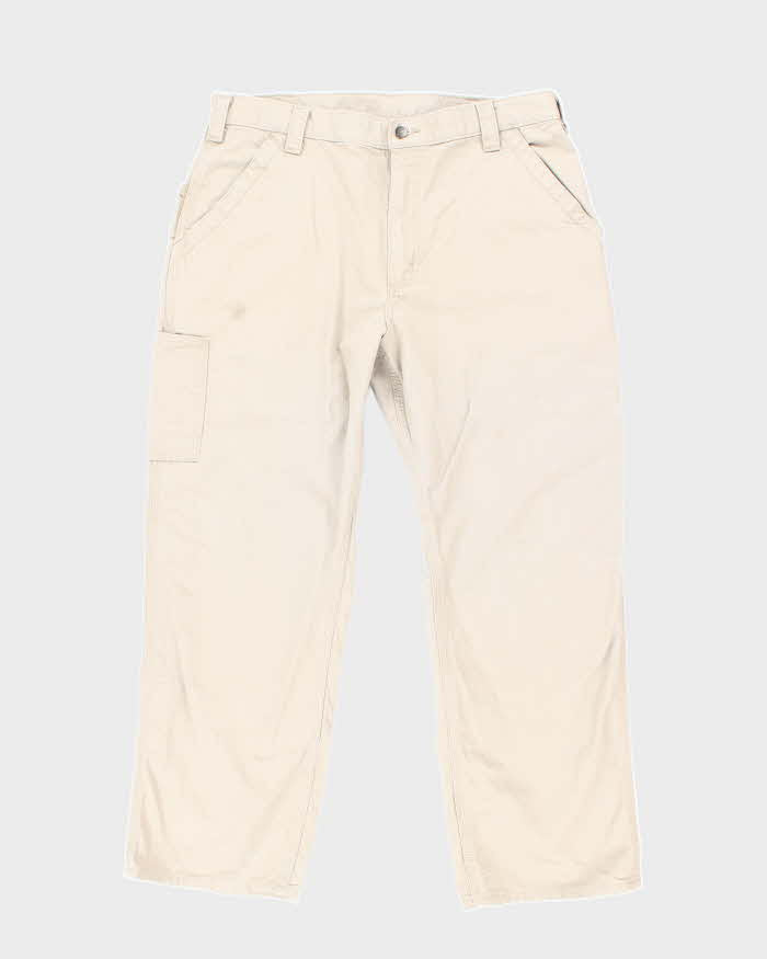 Vintage Carhartt Beige Single Knee Carpenter Trousers - W35 L30
