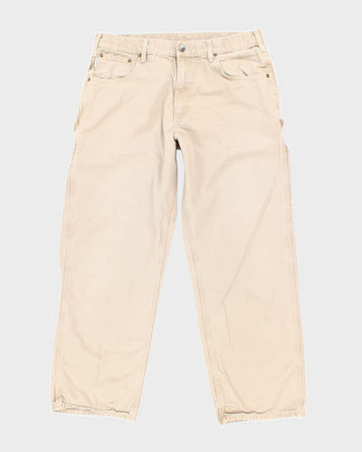 Vintage Carhartt Beige Single Knee Carpenter Trousers - W32 L28