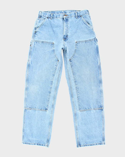 Vintage Carhartt Blue Denim Heavyweight Double Knee Carpenter Trousers - W34 L32