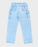 Vintage Carhartt Blue Denim Heavyweight Double Knee Carpenter Trousers - W34 L32
