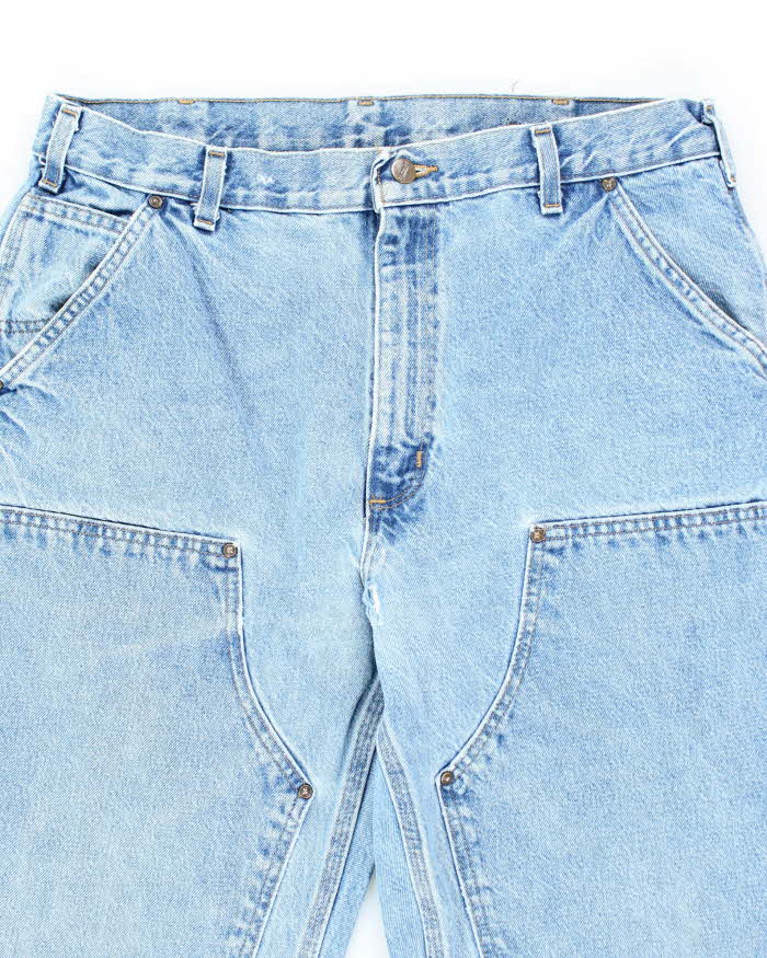 Vintage Carhartt Blue Denim Heavyweight Double Knee Carpenter Trousers - W34 L32