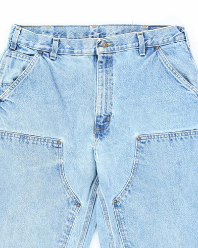 Vintage Carhartt Blue Denim Heavyweight Double Knee Carpenter Trousers - W34 L32
