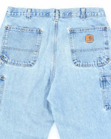 Vintage Carhartt Blue Denim Heavyweight Double Knee Carpenter Trousers - W34 L32