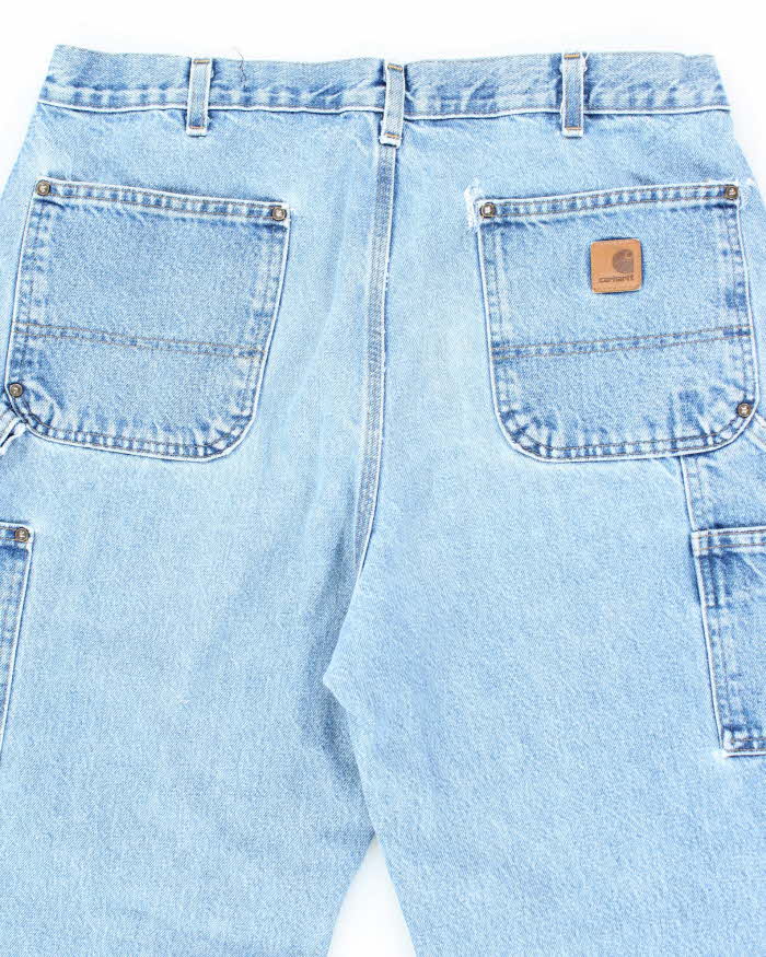 Vintage Carhartt Blue Denim Heavyweight Double Knee Carpenter Trousers - W34 L32