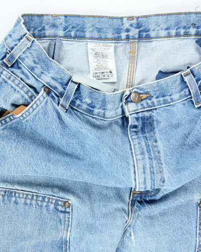 Vintage Carhartt Blue Denim Heavyweight Double Knee Carpenter Trousers - W34 L32